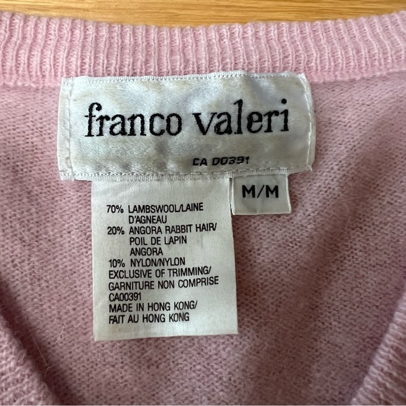FRANCO VALERI Pink embroidered lambswool Angora blend sweater - Vintage - Picture 5 of 7